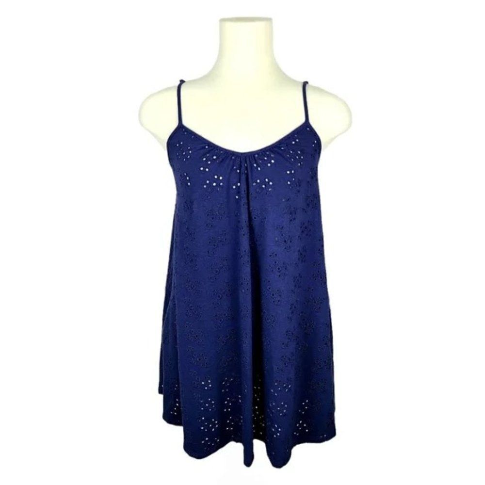 AERIE Navy Blue Eyelet Spaghetti Strap Mini Dress XS